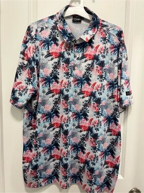 Sunday Swagger Men’s Golf Polo Tropical Palm Trees xXL